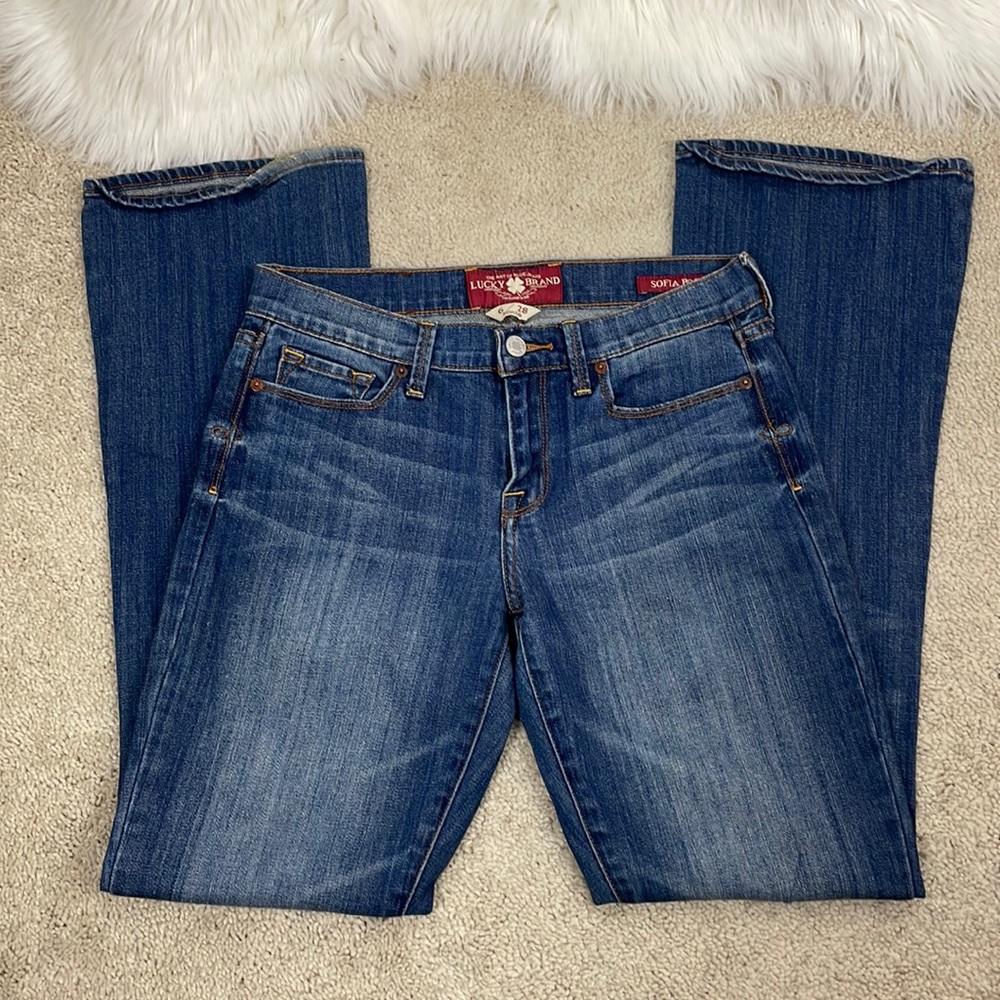 Lucky Brand Sofia Boot Classic Blue Jeans, Size 6